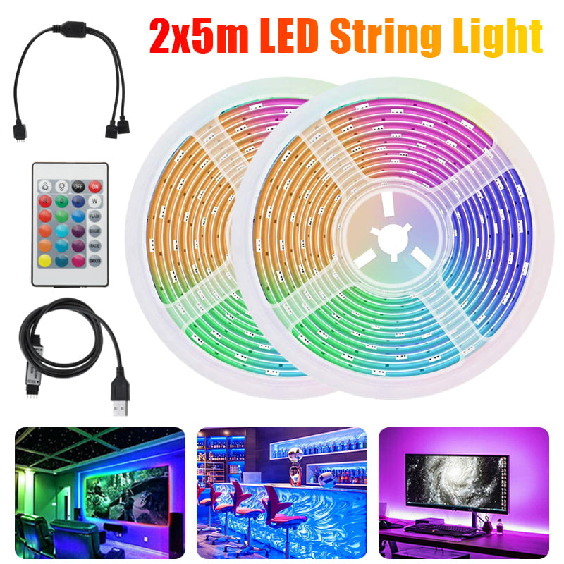 MAX 64FT,Flexible Strip Light RGB LED SMD Remote Fairy Lights Room Party Bar TV 