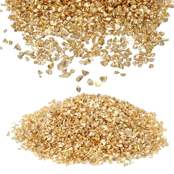 Uxcell Broken Crushed Glass Irregular Sequins 0.08''-0.16'' Gold Metallic Chunky Glitters For DIY Crafts Arts Nail