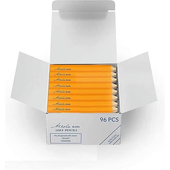 Nikola Works Mini Golf Pre-Sharpened #2 HB Pencils without Eraser, 96 Count - Classic American Pew Pens