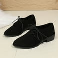 thumbnail image 4 of Viluyesy Loafers for Womens, Pointed Toe Low Heels Lace Up Suede Leather Dress Shoes Black US9.5, 4 of 8