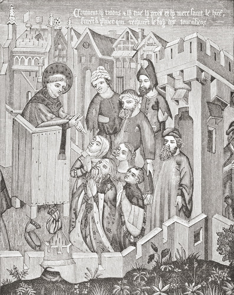 Preaching Of The First Missionary Apostles After A Tapestry In Tournay Cathedral From Science And Literature In The Middle Ages By Paul Lacroix Published London 1878 Canvas Art - Ken Welsh Design Pic