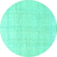 thumbnail image 1 of Ahgly Company Machine Washable Indoor Round Persian Turquoise Blue Traditional Area Rugs, 3' Round, 1 of 4