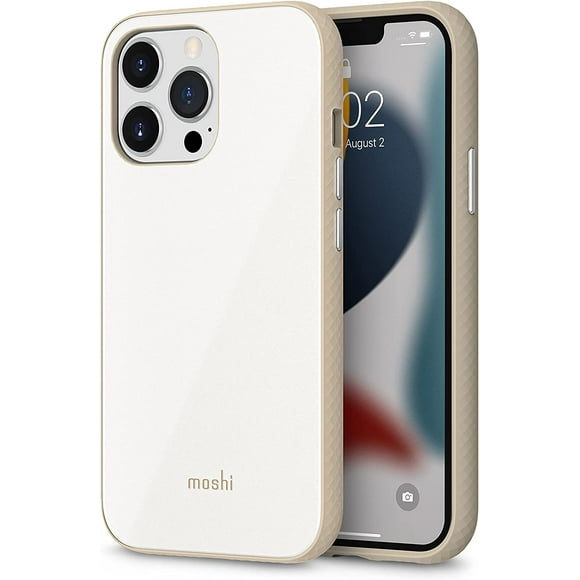 Moshi iGlaze Case Compatible with iPhone 13 Pro, Military-Grade Drop Protection, Non-Slip, SnapTo Series, Pearl White