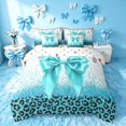 thumbnail image 3 of Homewish Cyan Bowknot Full Size Bedding Sets for Princess Girls, Glitter Cheetah Print Full Size Bed in a Bag, Polka Dots Reversible, 7 Pieces, 3 of 7