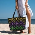 thumbnail image 6 of Daiia Mardi Gra Geometric Beach Travel Bag - Water-Resistant Beach Bag, Lightweight Tote with 7 Pockets for Women and Men - Gym,Pool,Camping,Reusable Grocery Bag, 6 of 7