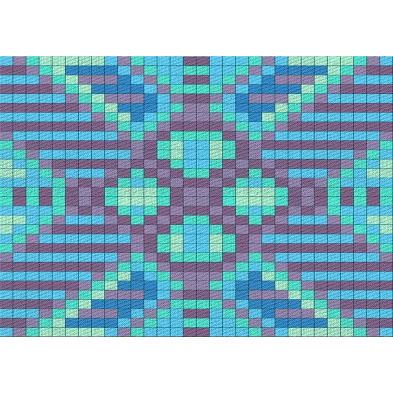 Ahgly Company Indoor Rectangle Patterned Bright Turquoise Blue Area Rugs, 6' x 9'