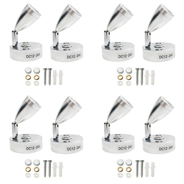 8X RV LED Spot Reading Lamps, 12V Interior Spotlight Contact Switch with USB Interface for Caravan, Boat, Motorhome Warm
