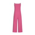 thumbnail image 5 of Caywon Womens Overalls Casual Loose Fit Dungarees Romper Baggy Playsuit Imitation Linen Style Jumpsuit One Piece Outfit Comfortable Lightweight Fabric Relaxed Hot Pink 2XL, 5 of 6