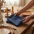 thumbnail image 4 of ACCENTHOME Navy Cotton Linen Napkin Set of 12 18x18 inch Dinner Napkins - Washable Soft Premium Hotel Quality Reusable Napkins Perfect Table Napkins for Family Dinners, Weddings, 4 of 10