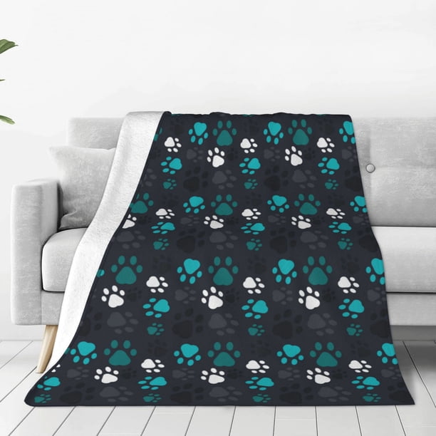 Fotbe Animal Footprints Manta de Franela Acolchonada con Estampado, Súper Suave y Esponjosa, Extra Grande para Sofá, Cama, Uso Todo el Año-50"x40"