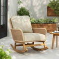 thumbnail image 2 of FFH Outdoor Wicker Rocking Chair, Rattan Rocker with Wooden Frame Accent Armchair for Patio, Balcony, Backyard, Beige, 2 of 8