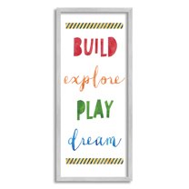 Stupell Industries Build Explore Play Dream Graphic Art Gray Framed Art Print Wall Art, Design by Jennifer McCulley