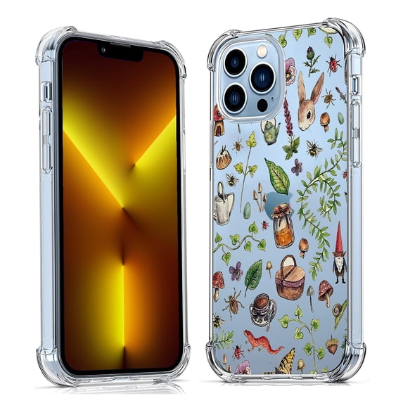 Rabbit Country Animals Collage Clear Case for iPhone 13 Pro Max,Aesthetic Art Design Case for Men Women,Unique Soft Transparent TPU Bumper Case Cover