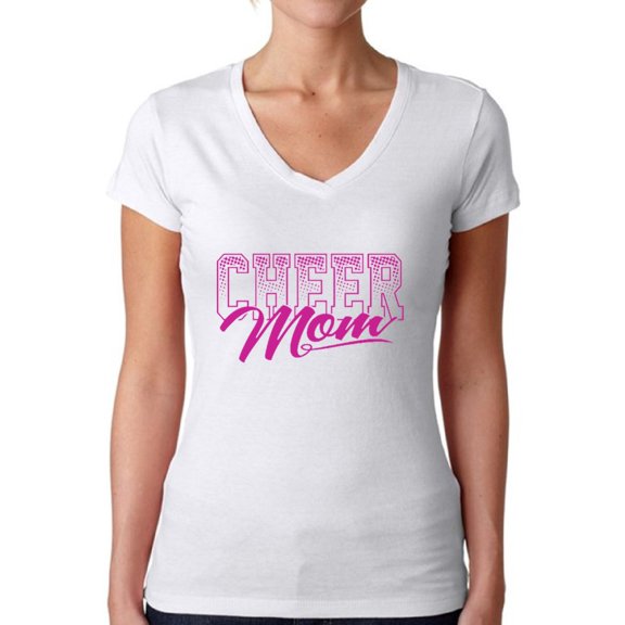 Awkward Styles Women's Cheer Mom Cool Sporty V-neck T-shirt Mother's Day Gift
