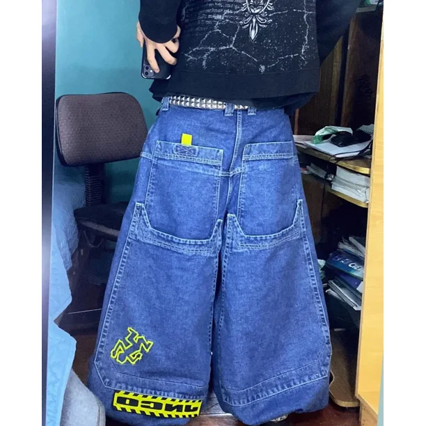 Skateboarding Pants 90S New High Waist Denim JNCO Pattern Retro