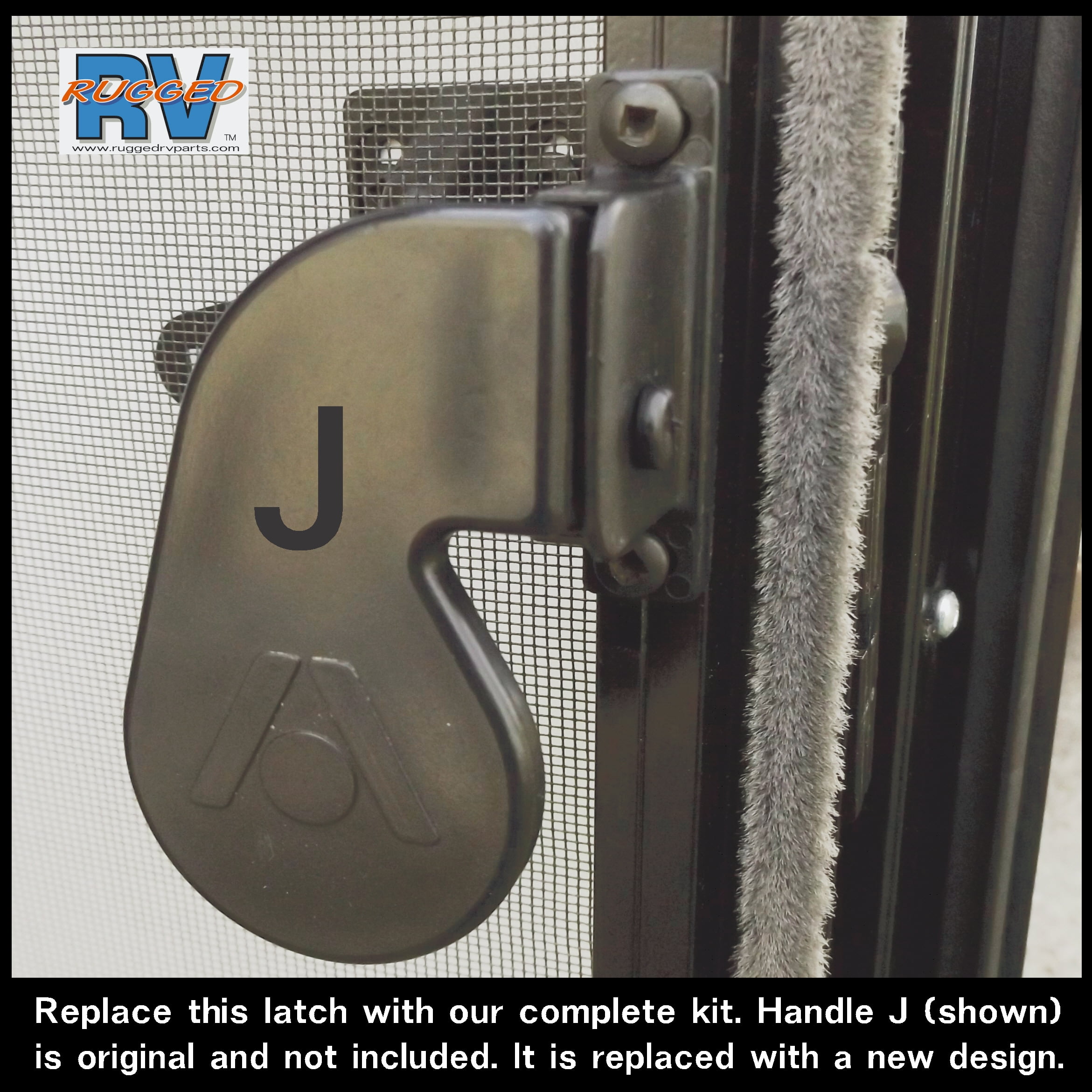 Atwood style Camper RV screen door handle kit 1015296A. This is the