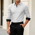 thumbnail image 5 of Stamzod Button Up Shirt Men Business Casual Color Block Long Sleeve Office Dress Shirts Men's Clothing White L, 5 of 7