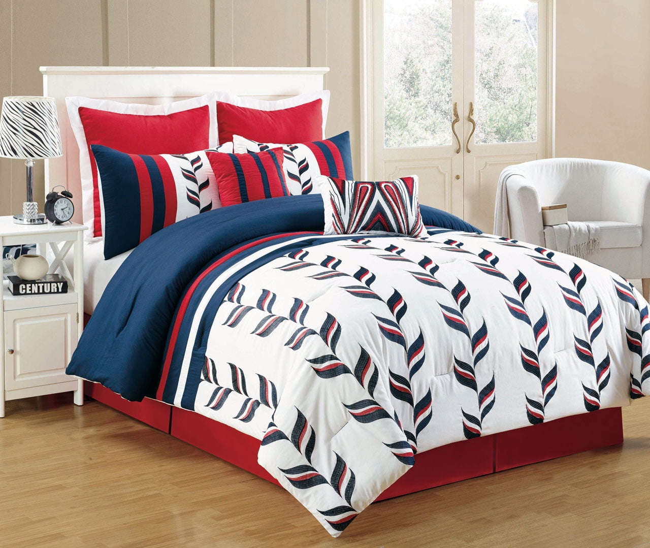 8 Piece Fusion Red And Blue Comforter Set Walmart Com