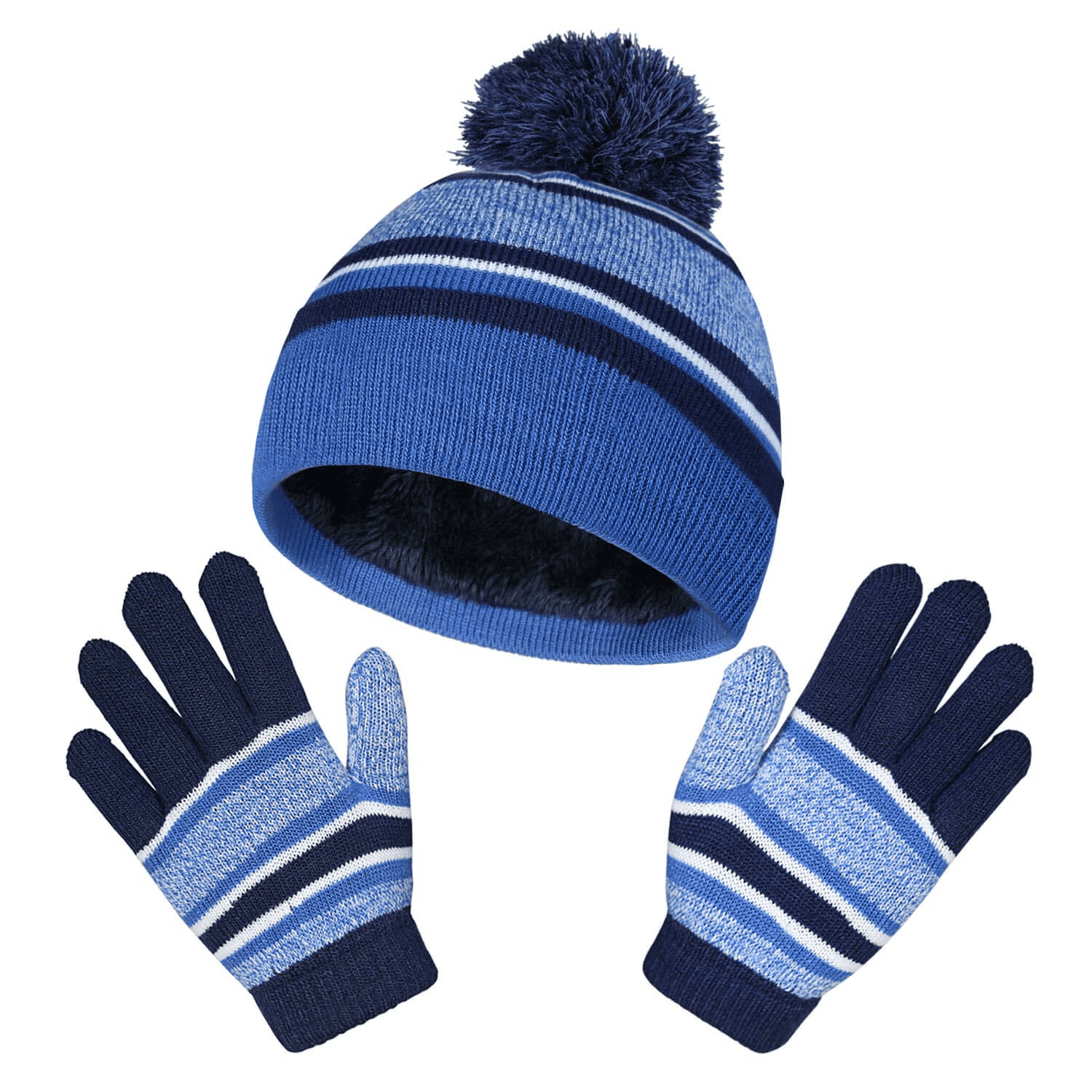 OZERO 2Pcs Kids Winter Knit Hat Gloves Set for 410 Year Boys and Girls