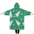 thumbnail image 2 of Oversized Wearable Blanket Hoodie,Green Christmas Tree Pattern Sherpa Blanket Hoodie with Super Pockets,Super Warm Fuzzy Pullover for Women & Men, 2 of 6