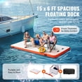 thumbnail image 3 of KFFKFF Inflatable Dock, 15 x 6FT Water Float Mat, Includes Detachable Ladder & Carry Bag, Non-Slip Surface, Ideal for Ocean, Pool, and Beach, 3 of 9