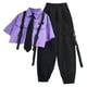 thumbnail image 1 of Conjunto de dos piezas de ropa de calle para estudiantes, pantalones Cargo rectos de cintura alta con cinta, camisa holgada de manga corta con lazo, primavera 2024, 1 of 5