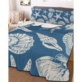 thumbnail image 3 of Quilts Twin Size Bedding Set, Lake Blue Starfish Coastal Lightweight Quilted Comforter, Shell Summer Beach Nautical Soft Reversible Bedspread Coverlet with Pillow Covers for All Season, 68" x 86", 3 of 7