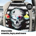 thumbnail image 5 of Fuzoiu Watercolor Skull Print 2 Pack Kick Mat Back Seat Protector With 3 Storage Pockets, Universal Car Seat Back Organizer For Kids Pets, Waterproof Backseat Protector For Most Car, 5 of 8