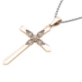 thumbnail image 3 of Dazzlingrock Collection Round White Diamond Vintage Style Cross Pendant for Women with 18 Inch Silver Chain (0.05 ctw, Color I-J, Clarity I2-I3) in 10K Rose Gold, 3 of 5