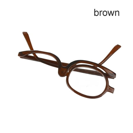 Rotatable Single-sided Vision Care Unilateral Folding Reading Glasses Presbyopia Eyeglasses Makeup Glasses Single Frame BROWN STRENGTH +4.00