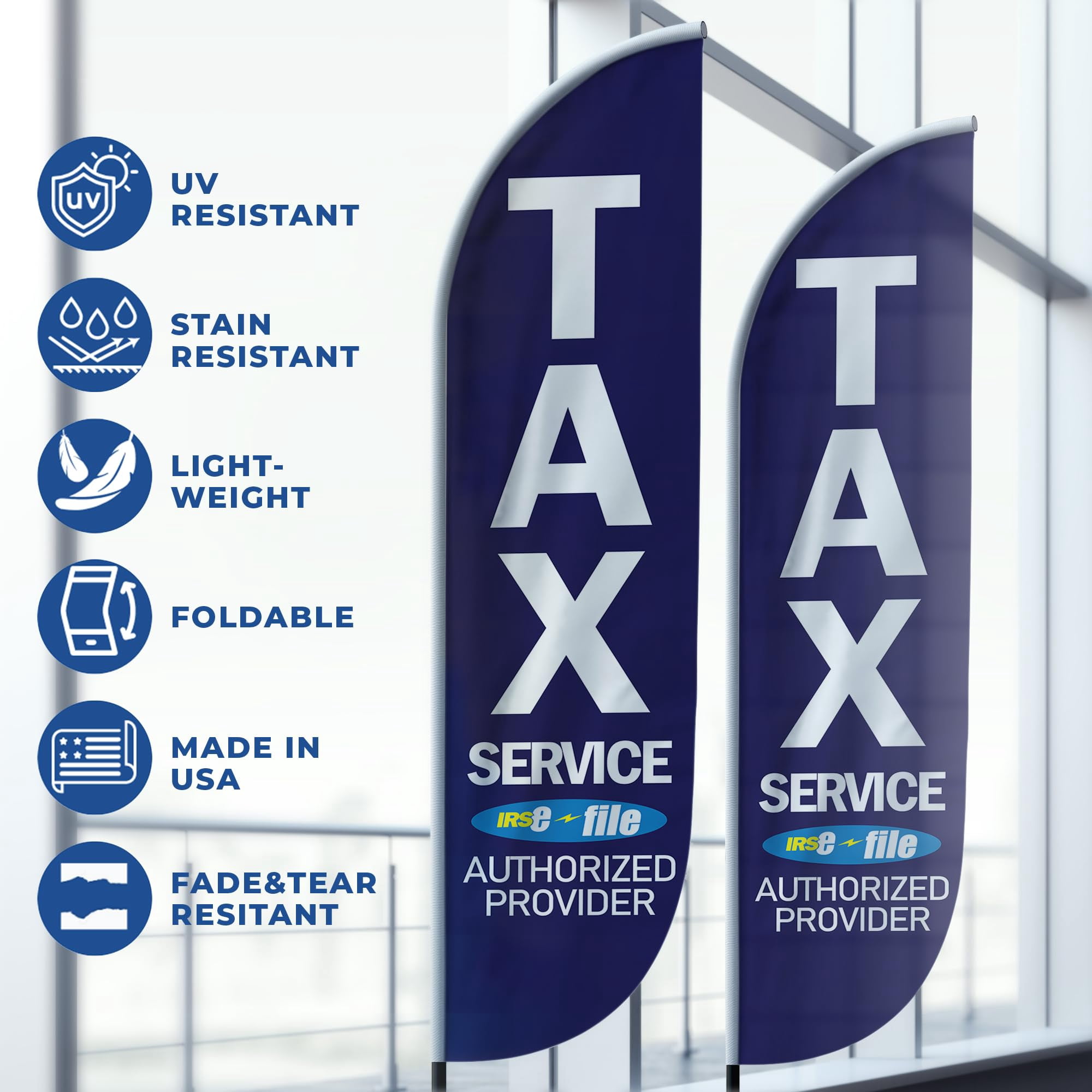 Tax Service Feather Flag(11.5feetX2.5feet) by DreamController | Outdoor Business Advertising Tall Flag | Weather-Resistant Knitted Swooper Flag | Made in USA | HD Print (Flag Only)24