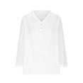 thumbnail image 4 of ZyeKqe Plus Size Tops for Women Cotton Linen Long Sleeve Shirts Button up V Neck Casual Loose Fitting Fall Top, 4 of 6