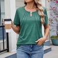 thumbnail image 5 of Short Sleeve Shirts for Women, Basic Pack of Summer Short Sleeve Casual T Shirt Tops, Green XXL, 5 of 9