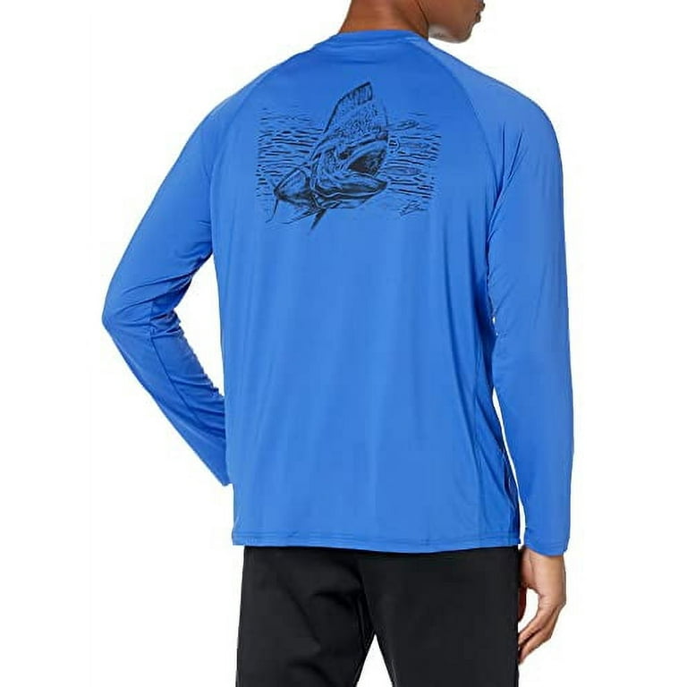 HUK Men's Standard KC Pursuit Long Sleeve Sun Protecting Fishing Shirt, Big  Bull-Deep Cobalt, Large 