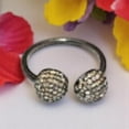 thumbnail image 2 of 925 Sterling Silver Pave Diamond Statement Ring, Unique Adjustable Eternity Band,, 2 of 4