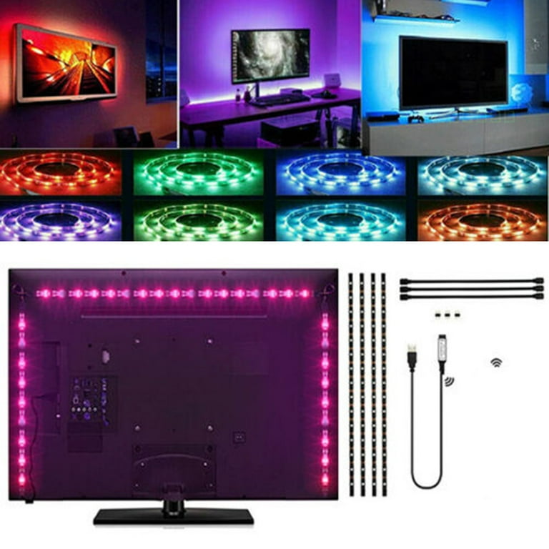 Fancy LED Strip Lights USB TV Backlight 5050 RGB Lighting 4 Strips + Remote  Control