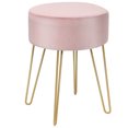 thumbnail image 1 of Costway Round Velvet Ottoman Footrest Stool Side Table Dressing Chair w/Metal Legs Pink, 1 of 9
