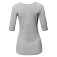 thumbnail image 3 of SSOULM Women's 1/2 Sleeve Silky Stretchy Crewneck Slim Fit T-Shirt Top with Plus Size, 3 of 5