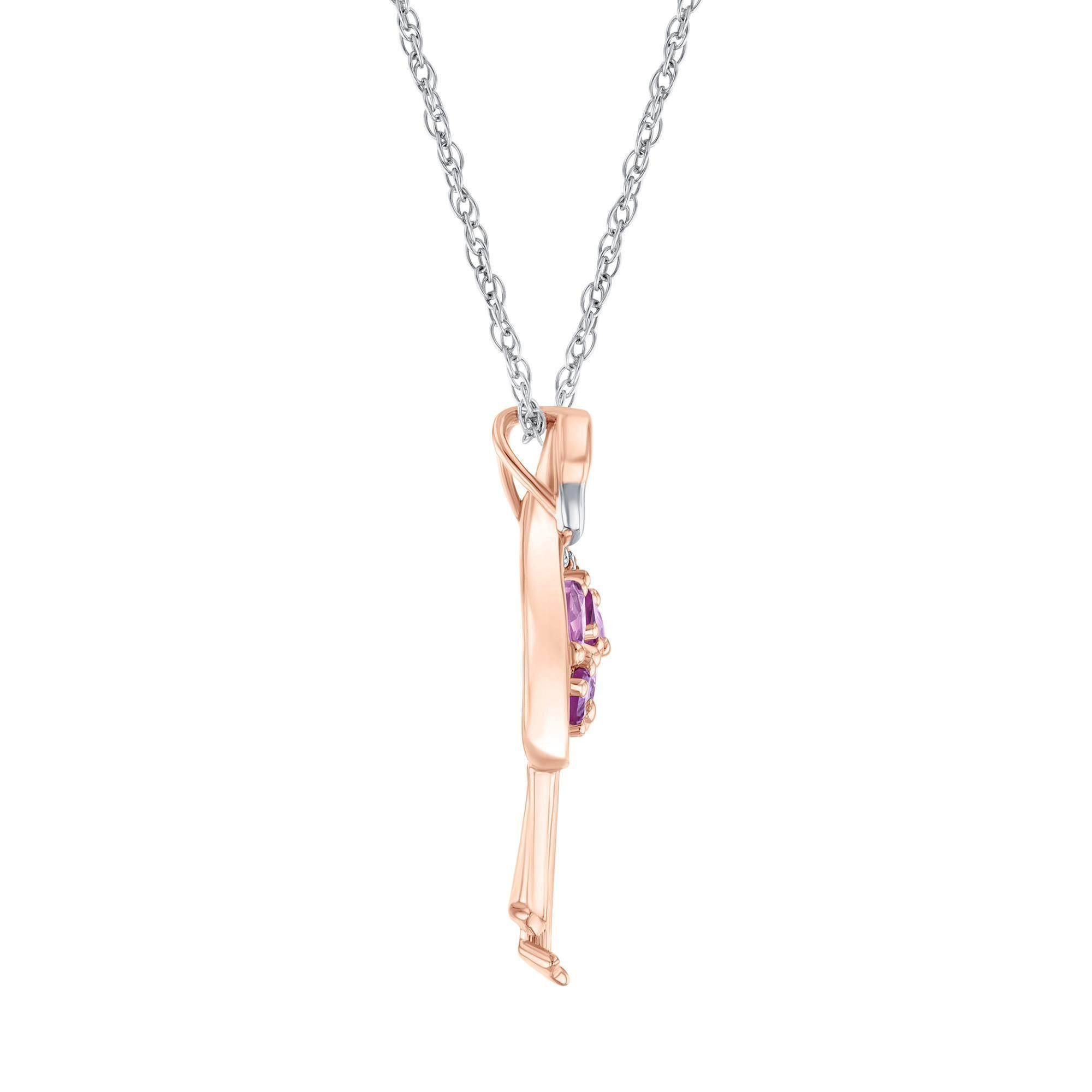 Jay Heart Designs 925 Sterling Silver with 14KP Gold Plated Created Ruby, Created Pink Sapphire and Created White Sapphire Pendant with 18" Chain