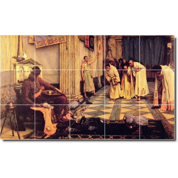 Ceramic Tile Mural-John Waterhouse Historical Floor Tile Mural 2. 21.25" w x 12.75" h using (15) 4.25 x 4.25 ceramic tiles