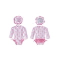 thumbnail image 2 of BemeyourBBs Toddler Baby Girl One-Piece Swimsuit with Sun Hat Set Infant Girls Bathing Suit Long Sleeve Rash Guard Flower Bow Print Ruffled Swimwear Summer Beach Wear, 2 of 9