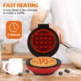thumbnail image 3 of CROWNFUL Mini Waffle Maker Machine, 4 inches Portable Small Compact Design, Non-Stick, Red, 3 of 9