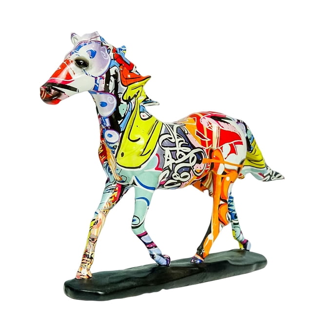 Escultura de estatuilla de caballo Estatua moderna Decoración para Escultura de adorno de animales Estatuilla Decoración de graffiti decorativa Magideal Escultura de estatuilla de caballo