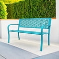 thumbnail image 2 of PEXMOR 50" Outdoor Bench with Floral Backrest, Metal Garden Porch Bench, 800lb Capacity for Yard Patio Park Entryway Outside, 2 of 18