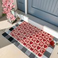 thumbnail image 2 of Valentines Day Door Mat Rug, Red Love Beige 17x29 inch Welcome Decorative Front Doormat Indoor Outdoor Non Slip Rubber Backing Seasonal Anniversary Wedding Entryway Kitchen Floor Decoration, 2 of 6