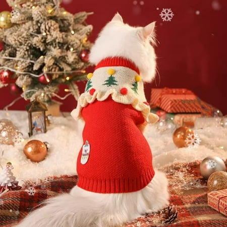 TanSiDing 4pcs Festive Pet Christmas Outfit with Jingle Bell Bows - Soft Velvet Winter Apparel for Dogs and Cats - Warm Holiday Attire for Parties and Photos S