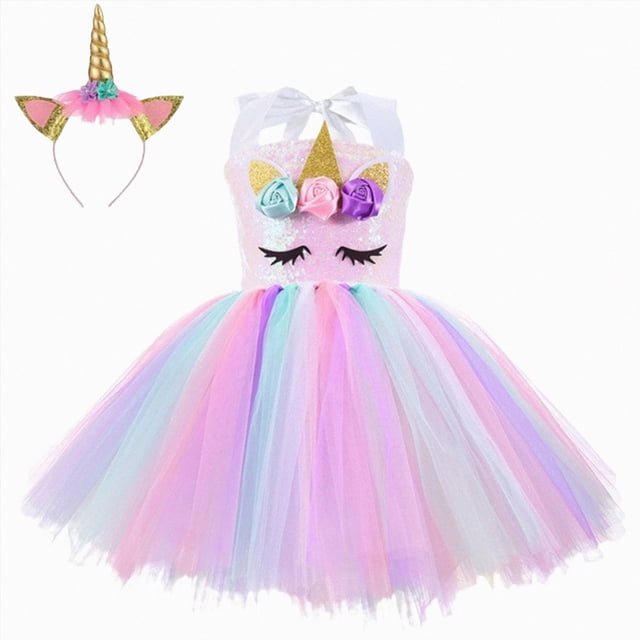 Ymyiu Robe pour Filles Robes pour Filles Été Formelle Fête Mariage Manches à Volants en Maille Longueur Genou Robe Trapèze 2T 4T (Or, 2-4 Ans)