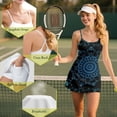 thumbnail image 6 of Yuyamidu Blue Boho Flower Blossom Golf Dress Built-in Shorts with Pockets, Breathable Backless Crossover Sport Dresses Soft Sleeveless Sport Dress for Women Size L, 6 of 7