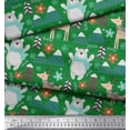 thumbnail image 3 of Soimoi Green Poly Georgette Fabric Bear & Reindeer Cartoon Printed Craft Fabric by the Yard 52 Inch Wide, 3 of 3