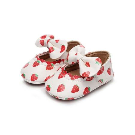 

SIMANLAN Toddler Flats Soft Sole Dress Shoes Prewalker Mary Jane Newborn Breathable Princess Shoe Baby Girls First Walker Strawberry 4C